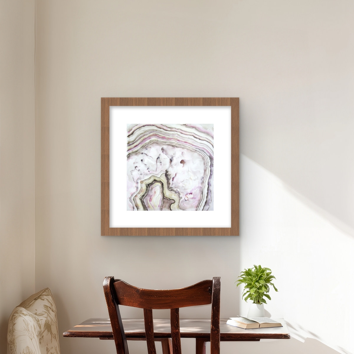 C1FM1616MO3MPH 16 x 16 in. Agate Livingroom Pattern Framed Matted Print Wall Art - Home Decor