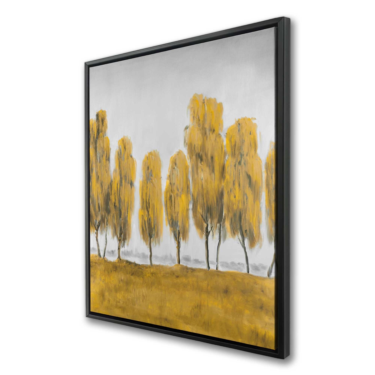 C1FC3648EBAKKO 36 x 48 in. Seven Abstract Yellow Trees - Contemporary Gray Framed Canvas