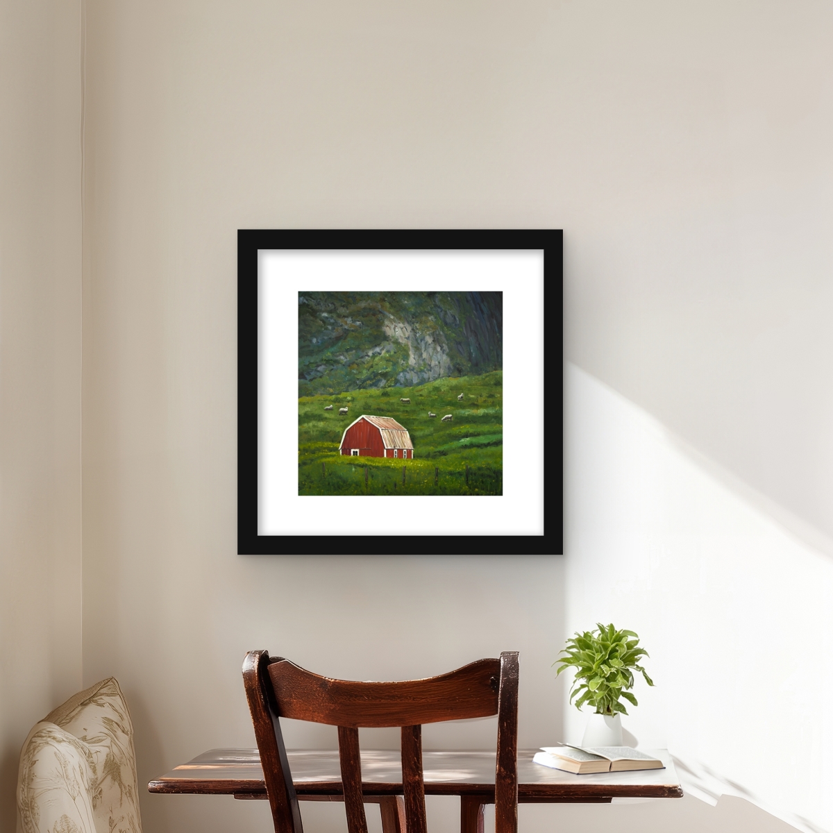 C1FM16164XJV7G 16 x 16 in. Life in the Countryside - Rustic Farm Animals Framed Print Wall Art