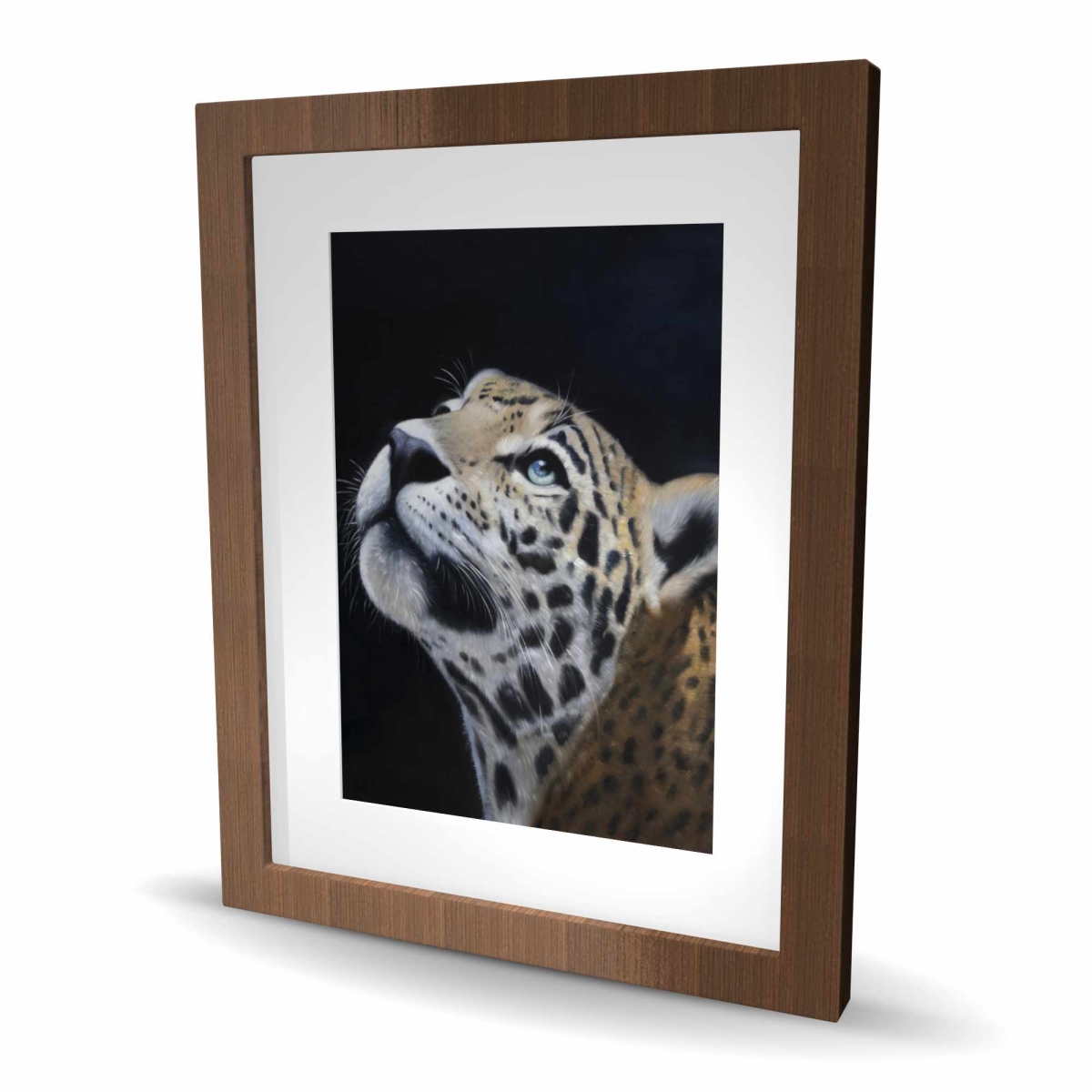 C1FM1620212YB6 16 x 20 in. Realistic Leopard Face - Framed Matted Print Wall Art - Home Decor