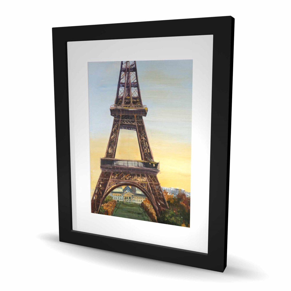 C1FM162073LFEV 16 x 20 in. Eiffel Tower by Dawn - Brown Trees Framed Print Wall Art - Home Decor