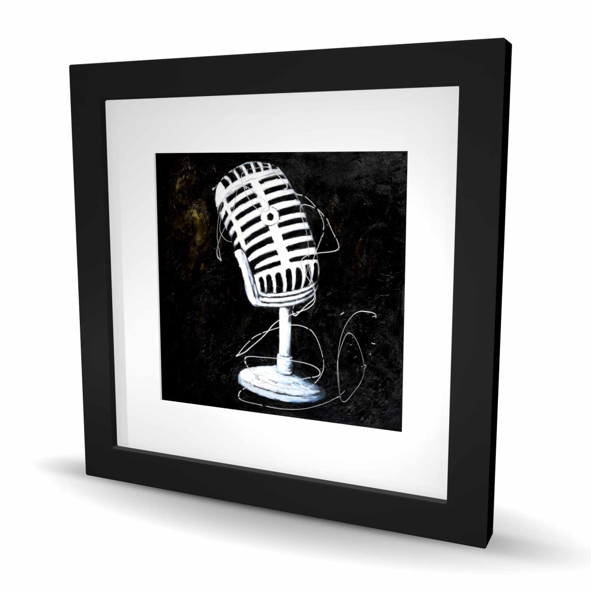 C1FM1616BVVFFE 16 x 16 in. Microphone - Man Cave Contemporary Framed Print Wall Art - Home Decor
