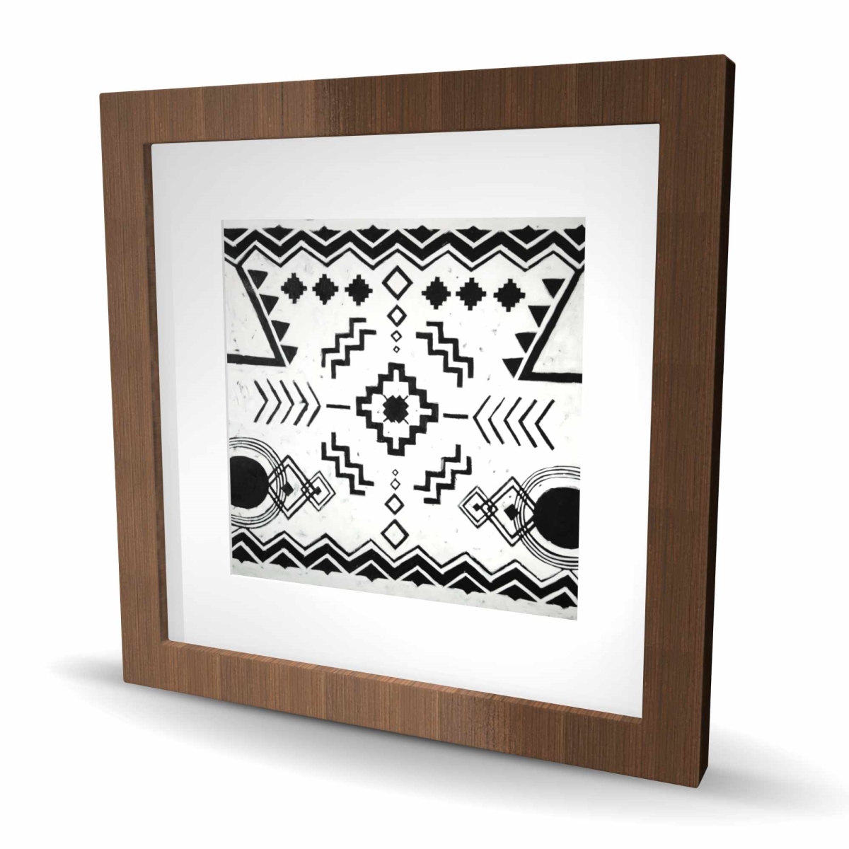 C1FM1616BZ10KK 16 x 16 in. Ethnic Patterns - Framed Matted Print Wall Art - Home Decor Art