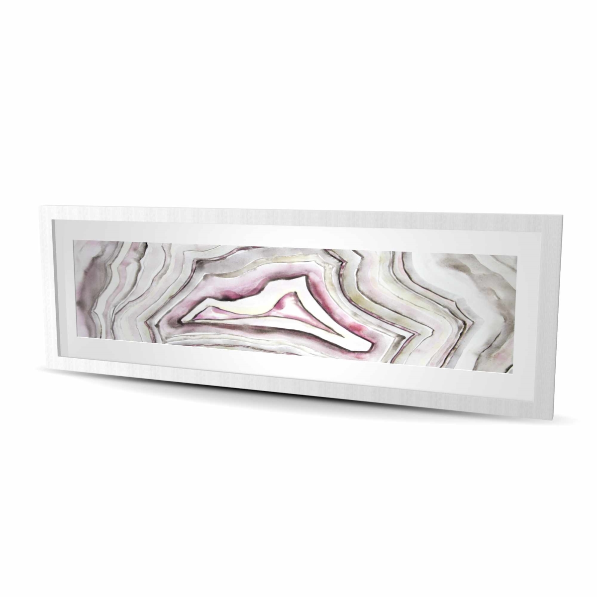 C1FM1648S0LBHE 16 x 48 in. Geode Pink Office Framed Matted Print Wall Art - Home Decor Art