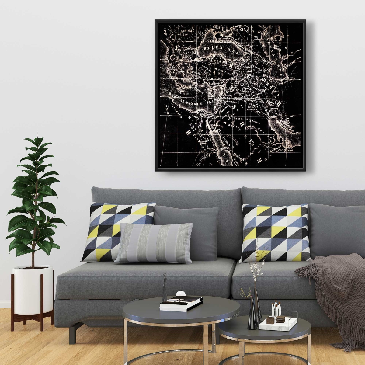 C1FC3636EATN1E 36 x 36 in. Old Maritime Maps - Vintage Framed Canvas for Home Decor