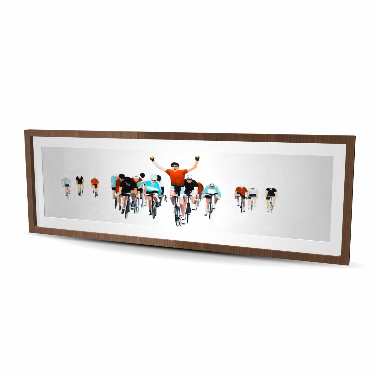 C1FM20608Y12AE 20 x 60 in. Cyclists At the End of A Race - Framed Print Wall Art for Home Decor