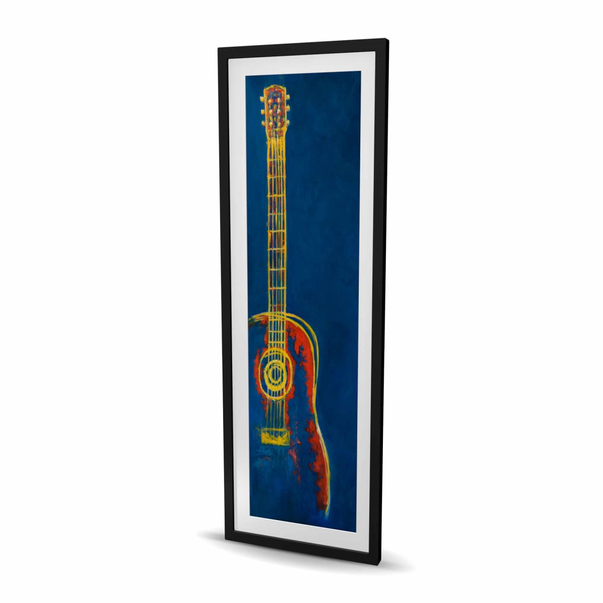 C1FM20609744K1 Modern Blue Abstract Guitar - Framed Print Wall Art for Home Decor - 20 x 60 in.