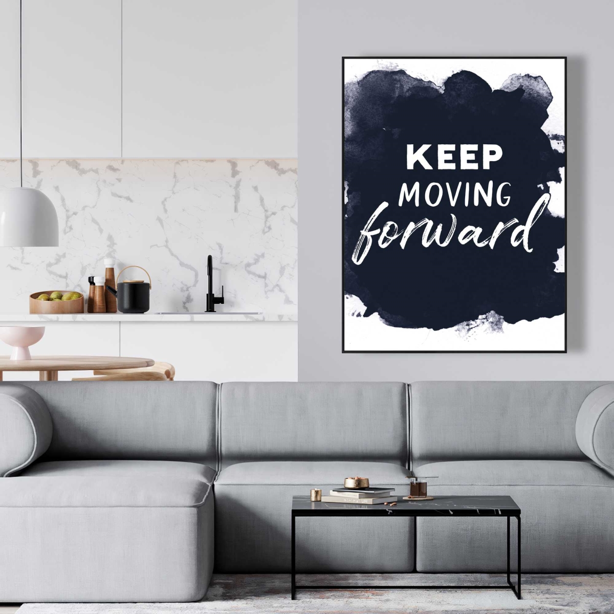 C1FC364834YWG9 36 x 48 in. Keep Moving Forward - Motivational Framed Canvas Decor