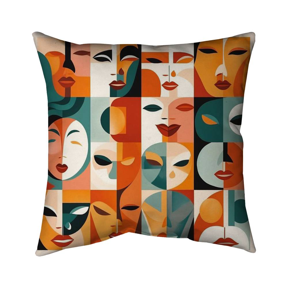 5543-2626-AB125 26 x 26 in. The Faces - Figurative Pattern Poly Twill Throw