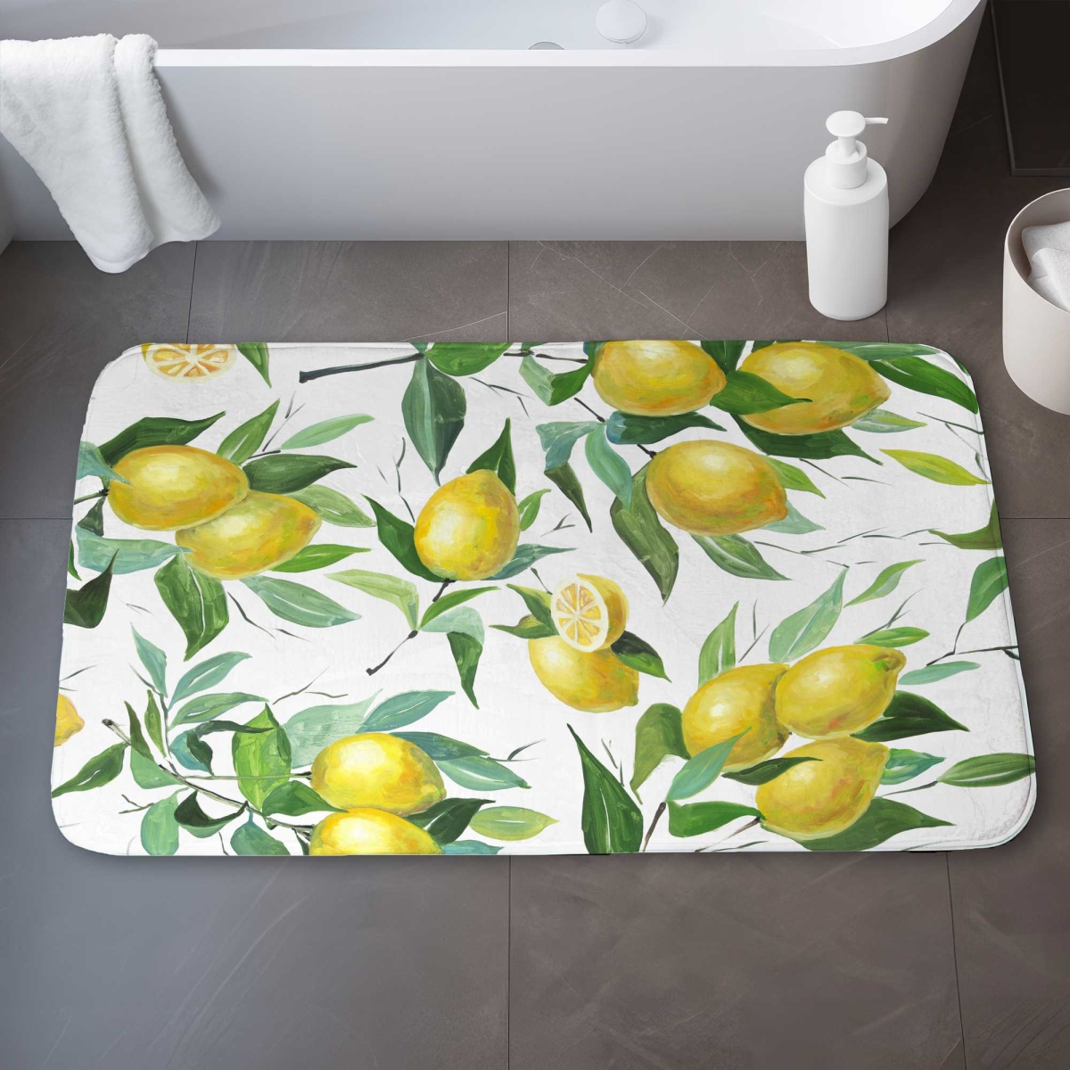 C1BM21342L3LRJ 21 x 34 in. Lemon Pattern Bath Mat - Yellow Illustrative Home Decor