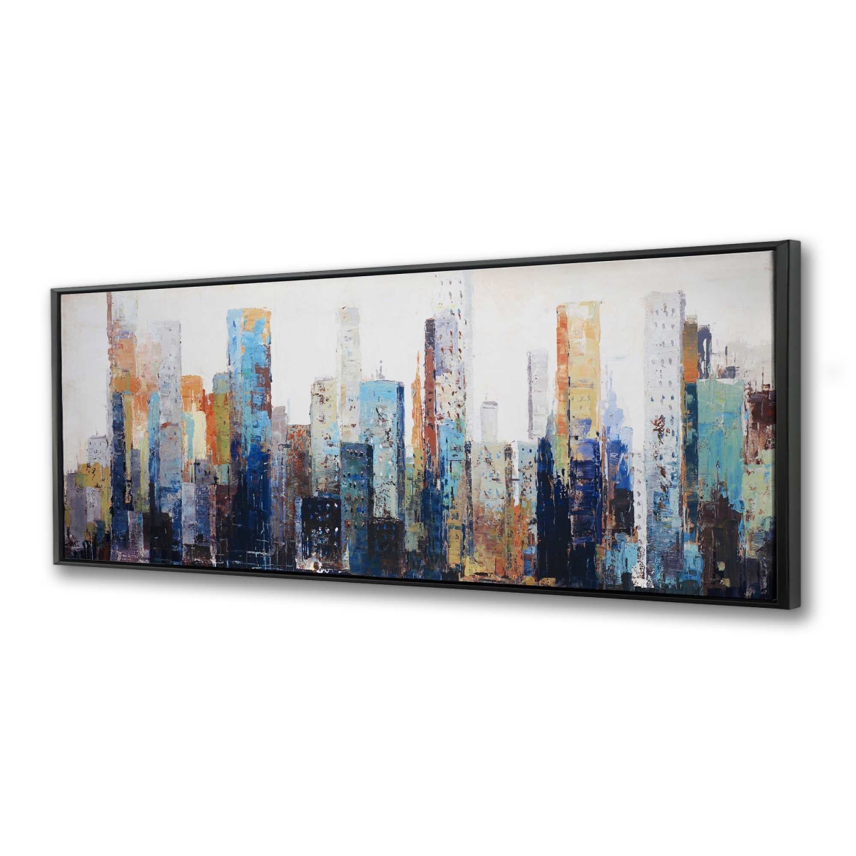 C1FC1648SAO7TC 16 x 48 in. Texturized Abstract City - Orange Framed Canvas Art for Home