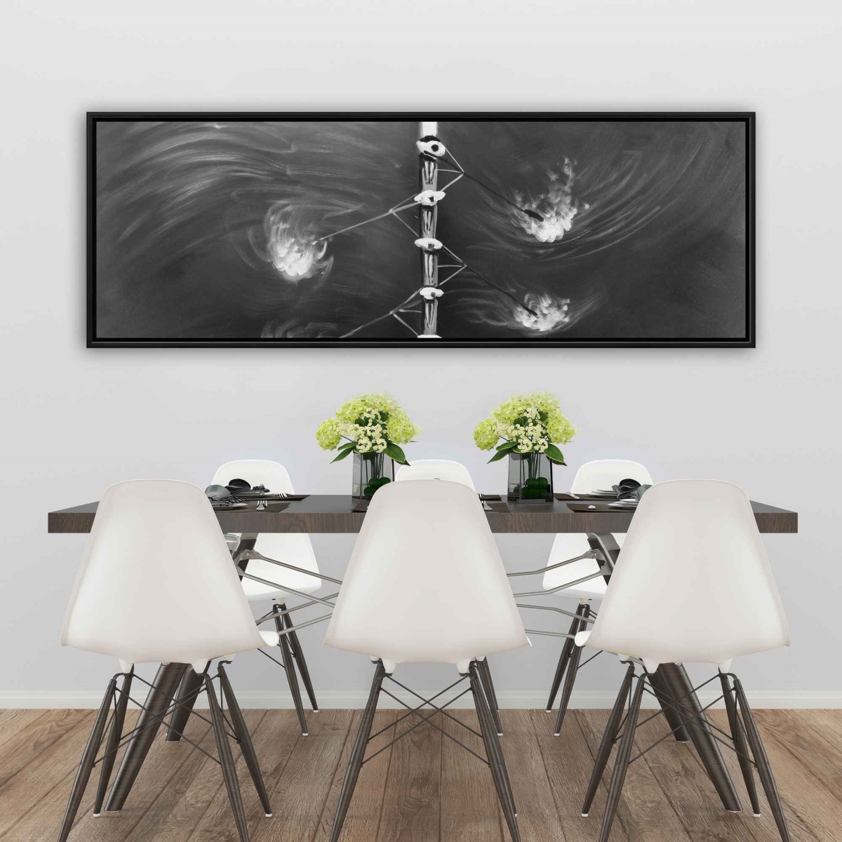 C1FC2060RT48LI 20 x 60 in. Rowing Boat Race - Monochrome Framed Canvas for Home Decor