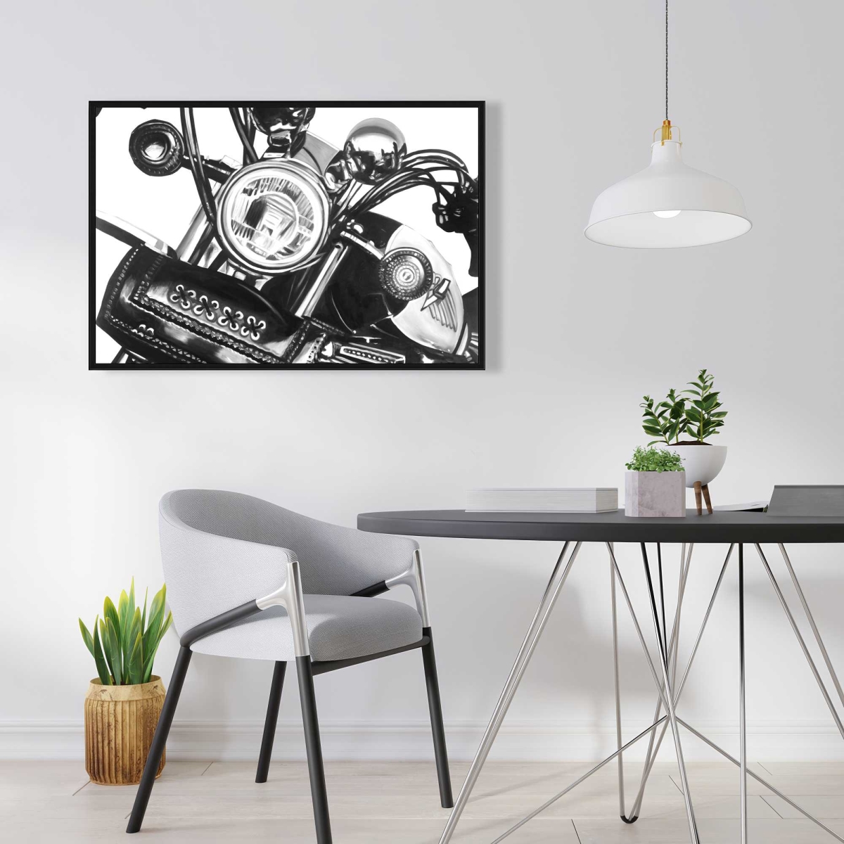 C1FC24362XKN0G 24 x 36 in. Realistic Motorcycle Office Framed Canvas - Home Decor Art