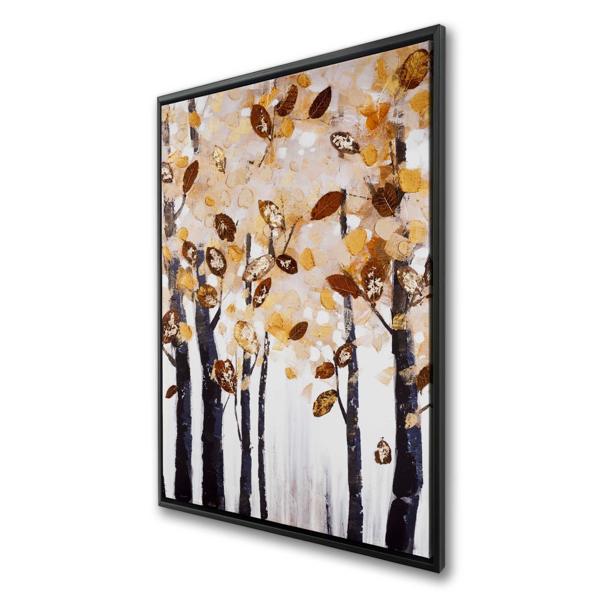 C1FC2436TDW1DQ 24 x 36 in. Texturized Leaves Trees - Framed Canvas Bedroom Decor - Art