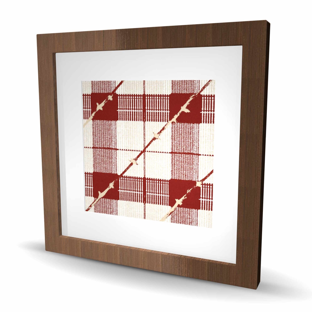 C1FM161604XXOW 16 x 16 in. Red Square Pattern Gray Framed Matted Print Wall Art - Home Decor
