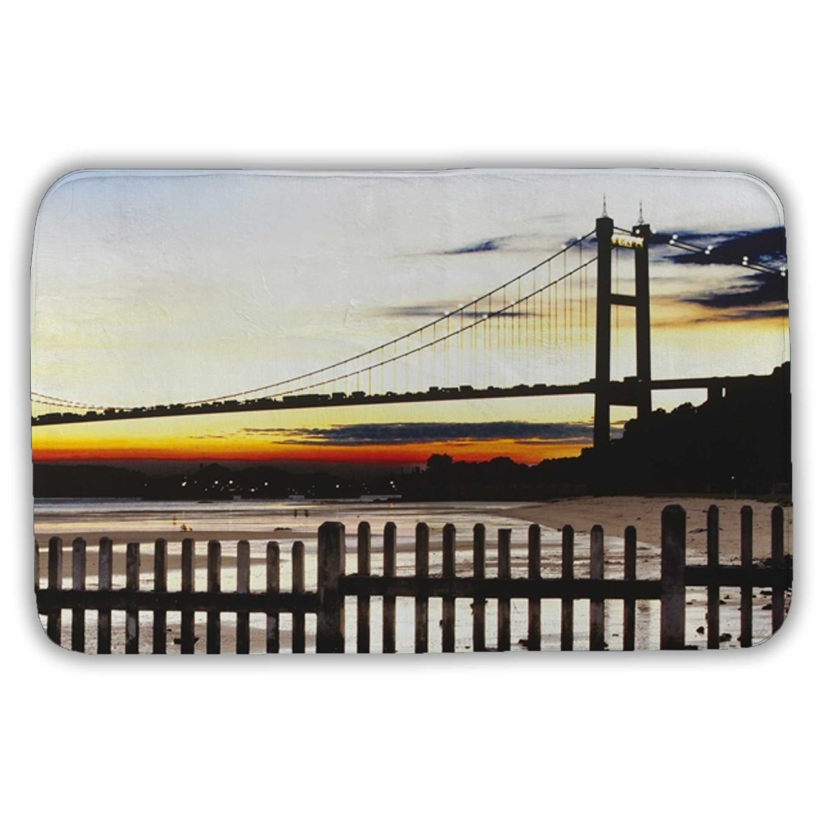 C1BM21340I07NO 21 x 34 in. Bridge by Sunset - Hyperrealist Architecture Bath Mat for Home