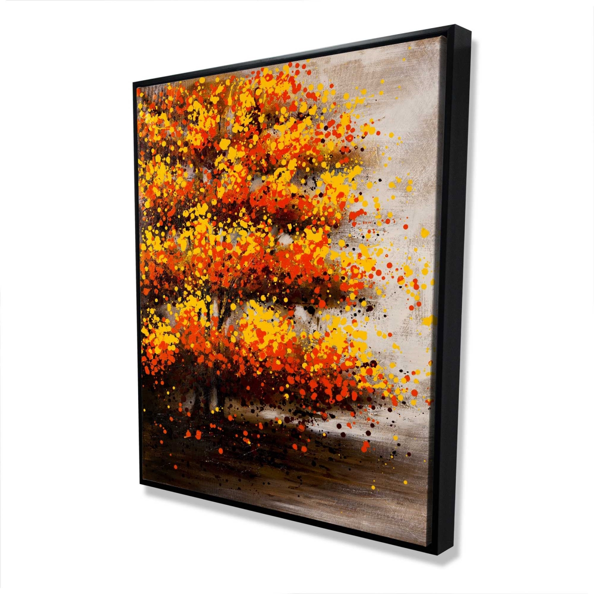 C1FC4860ES930F 48 x 60 in. Dotted Tree - Brown Framed Canvas - Elegant Home Decor
