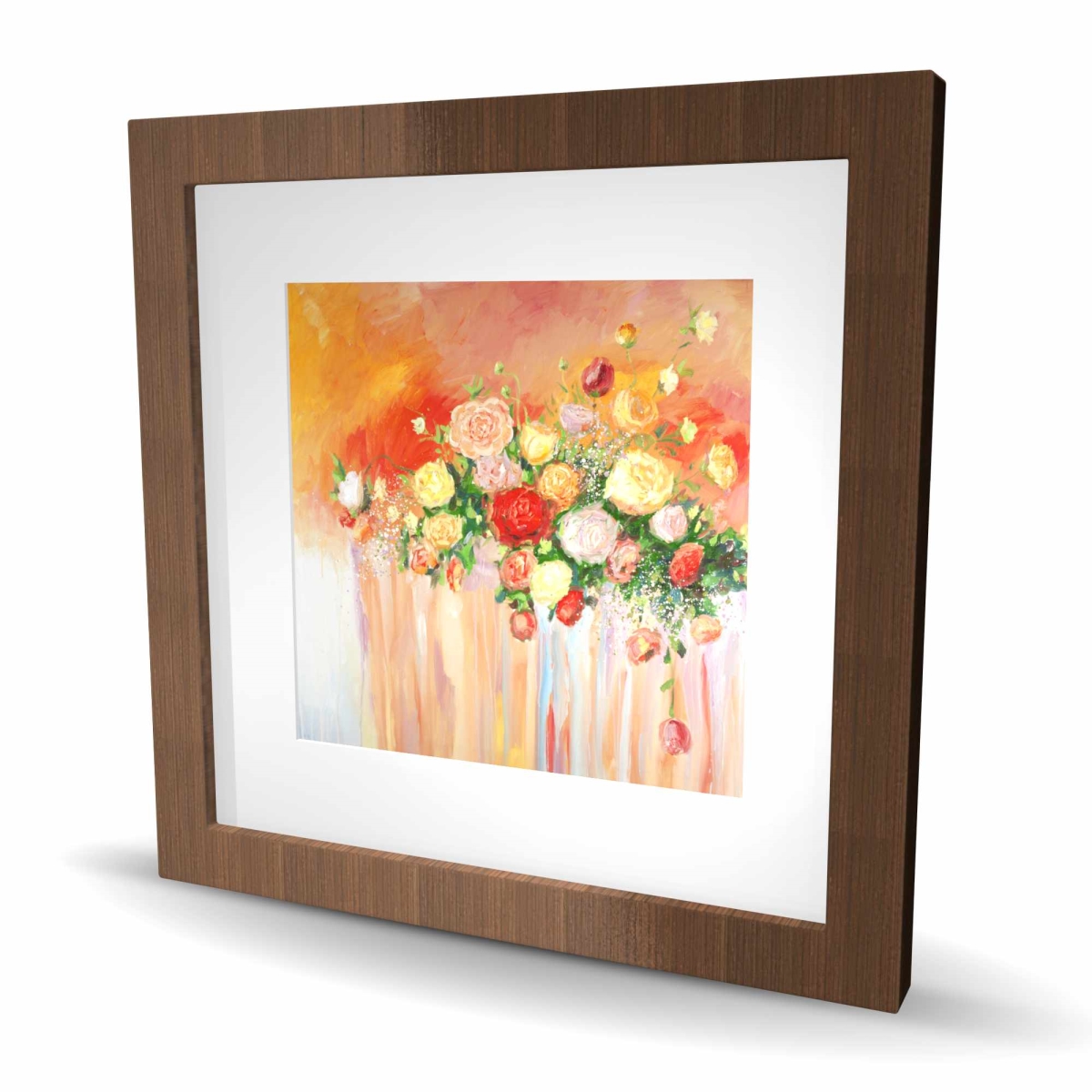 C1FM1616BS8VH1 16 x 16 in. Bouquet of Multicolor Abstract Flowers Wall Art - Red Bedroom Print