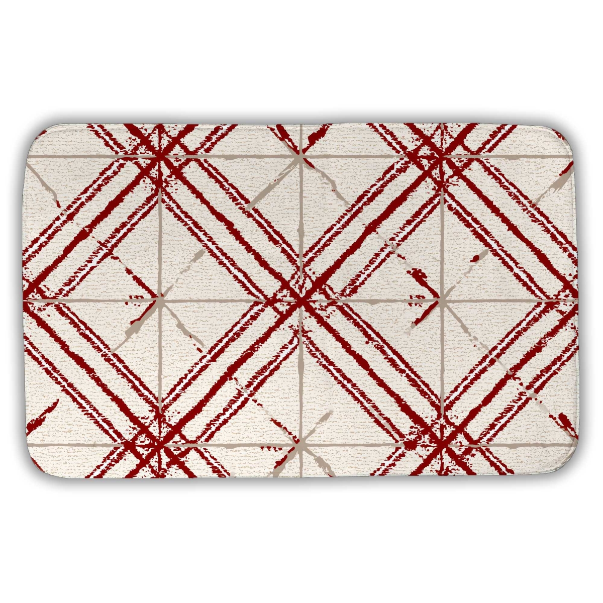 C1BM2134W2RM0G 21 x 34 in. Red Lines Pattern Beige Bath Mat - Stylish Home Decor