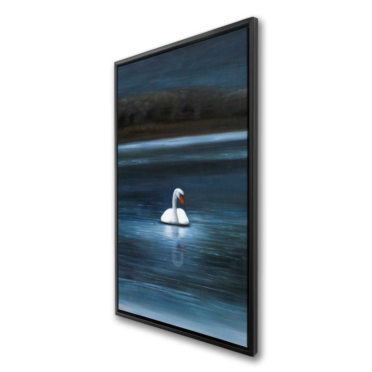 C1FC2448RFTE98 24 x 48 in. Beautiful Swan - White Framed Canvas for Bedroom Decor