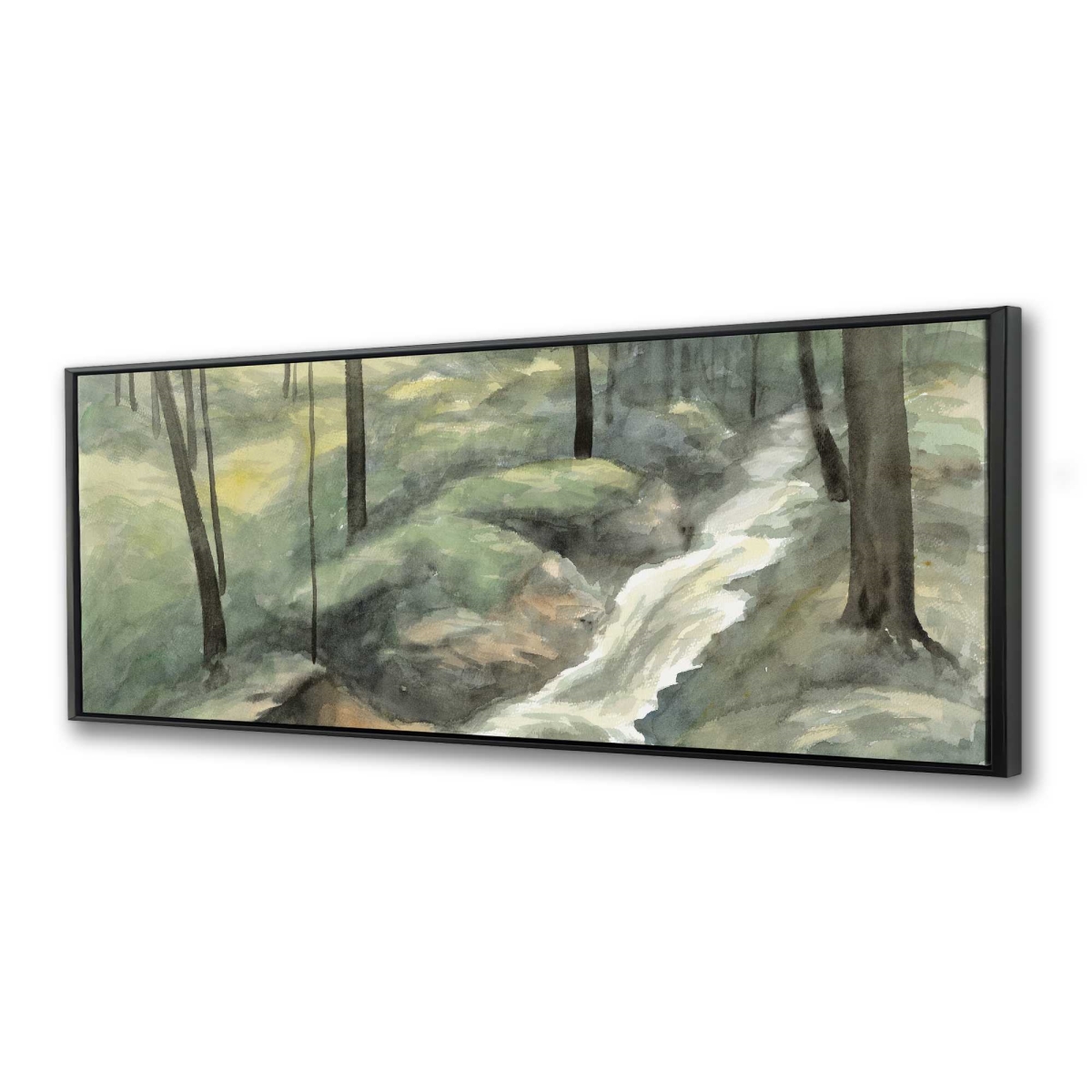 C1FC2060WH2XUW 20 x 60 in. Waterfall - Illustrative Seasons Framed Canvas