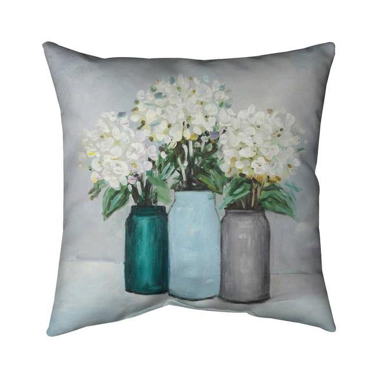 20 x 20 in. Hydrangea Flowers In Blue Vases-Double Sided Print Indoor Pillow