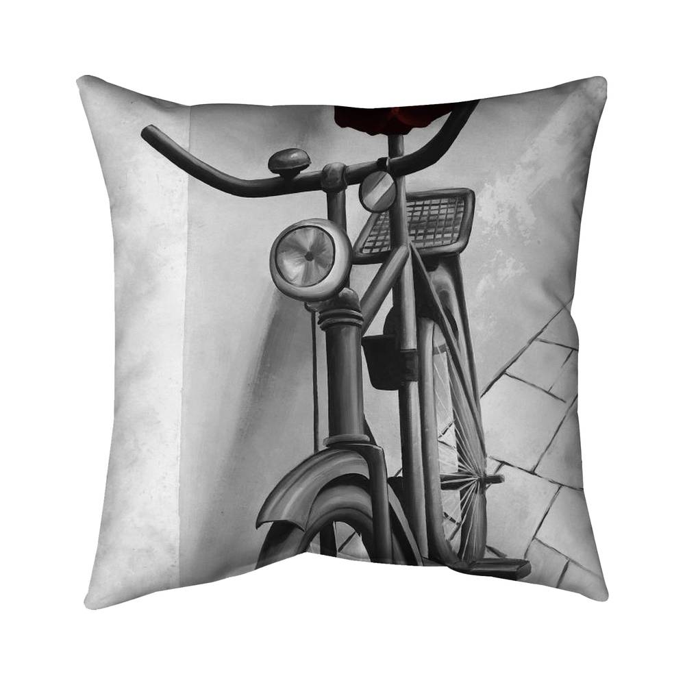 5543-2626-TR60-1 26 x 26 in. Abandoned Bicycle - Gray Poly Twill Throw for Home Decor