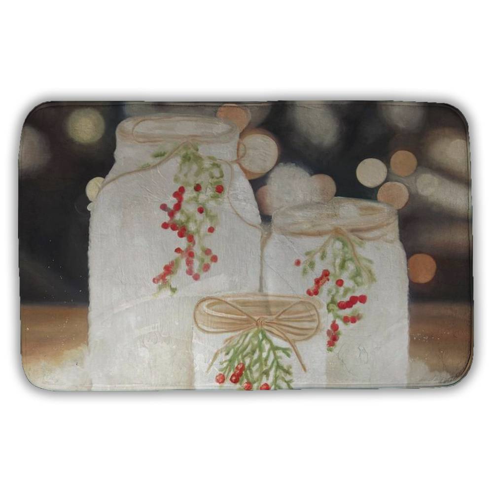 5930-2134-HO10 21 x 34 in. Christmas Candles - Still Life Snow Bath Mat for Home Decor