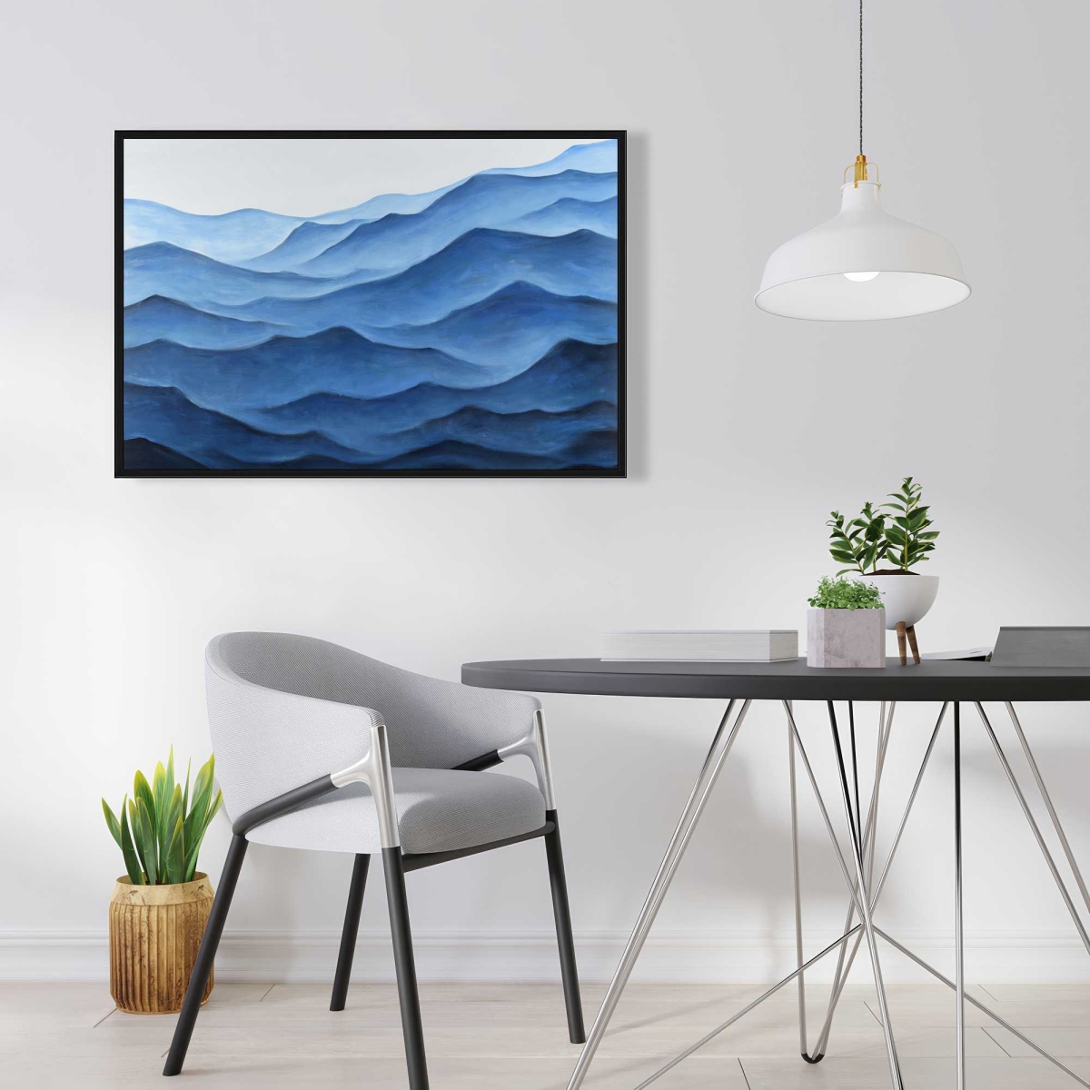 C1FC2436A9BG86 24 x 36 in. Blue Ocean - White Marine Framed Canvas for Home Decor