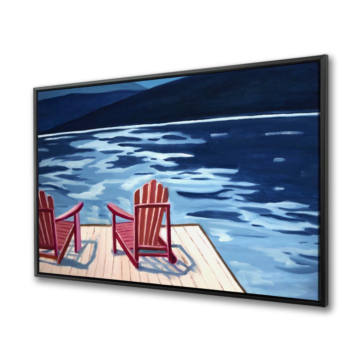 C1FC3648XC5RD5 36 x 48 in. Lake Dock Mountains & Chairs - Framed Canvas Home Decor