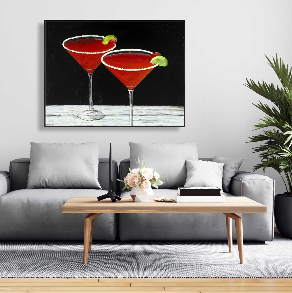 C1FC3648YH5OEC 36 x 48 in. Cosmopolitan Drink Canvas - Black Kitchen Wall Art Decor