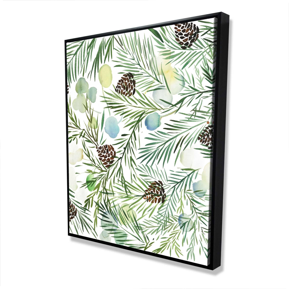 C1FC486002QCCM 48 x 60 in. Pine Cone Pattern - Botanical White Framed Canvas Decor