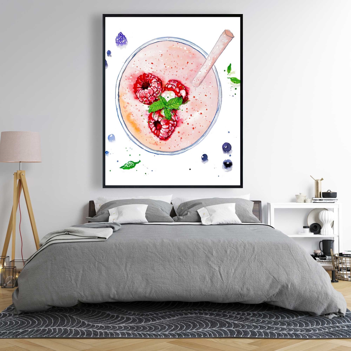 C1FC486075EM1A 48 x 60 in. Strawberry & Raspberry Smoothie Canvas - Home Decor Art