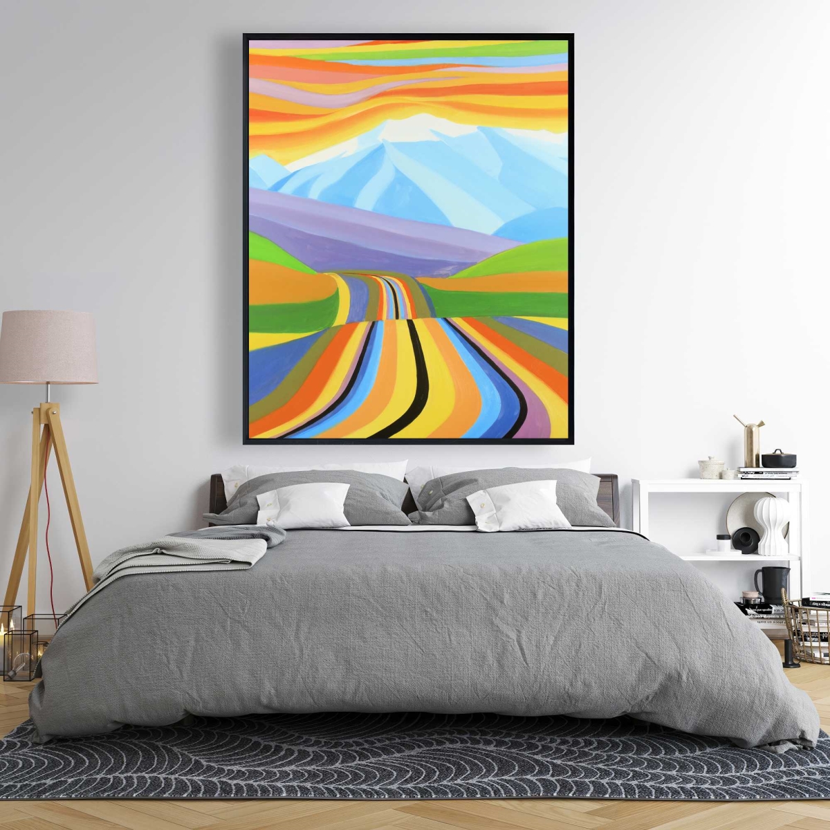 C1FC4860EJPIIN 48 x 60 in. Mountain Road Multi Color - Contemporary Framed Canvas