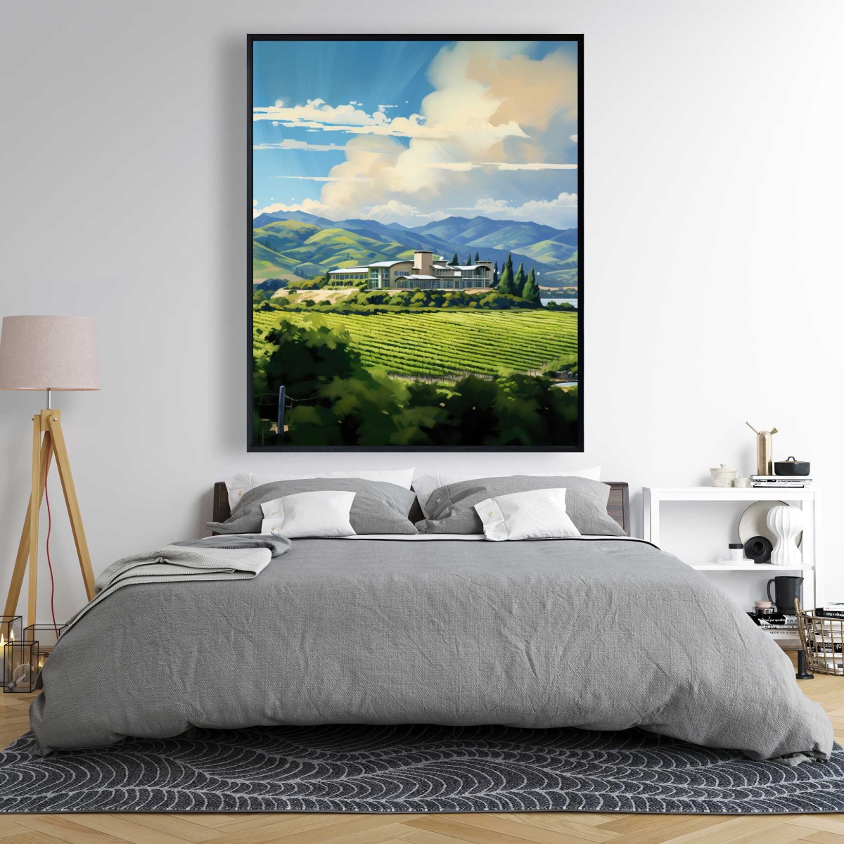C1FC4860FNIPVE 48 x 60 in. Peaceful Day - White Trees Framed Canvas for Home Decor