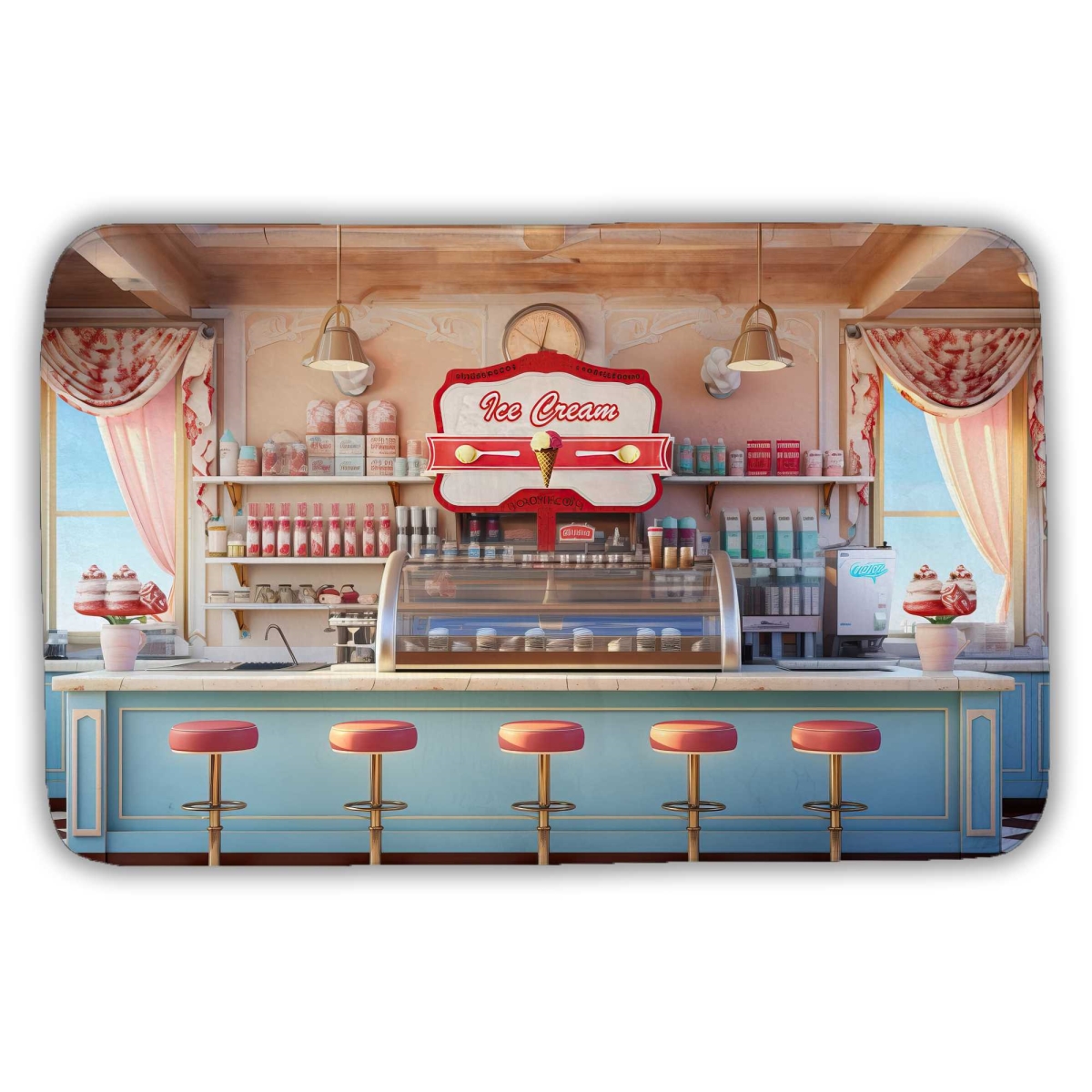 C1BM2134S2SU2N 21 x 34 in. Ice Cream Parlor Retro Bath Mat - Home Decor Delight