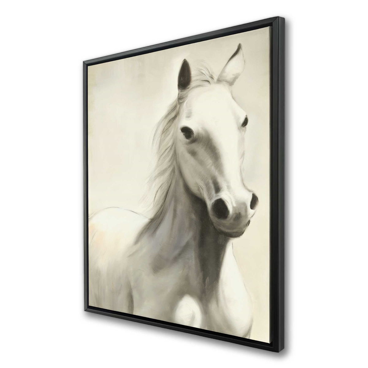 C1FC3648ITHOLD 36 x 48 in. Gallant White Horse - Rustic Framed Canvas for Bedroom Decor