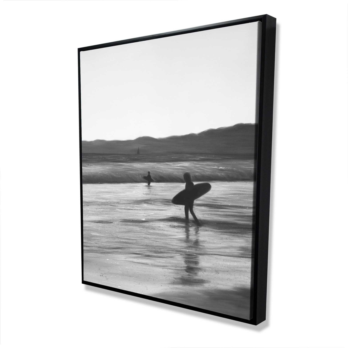 C1FC4860B7CMSB 48 x 60 in. Surfers - Black & White Framed Canvas for Home Decor