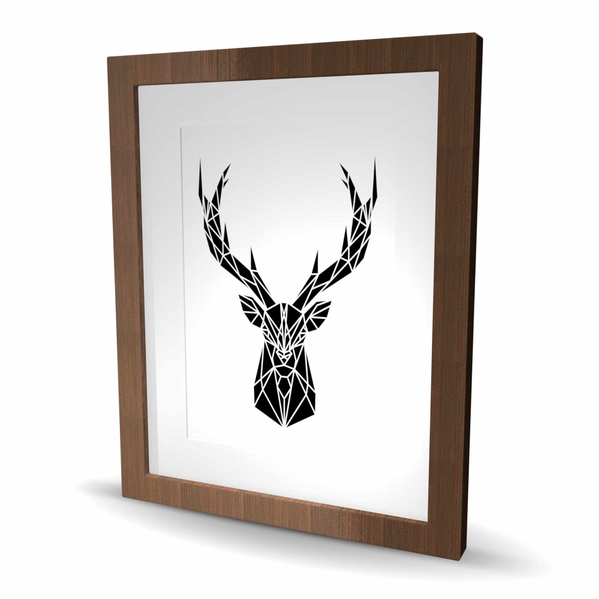 C1FM1620WVDCZO 16 x 20 in. Geometric Deer Head Framed Print Wall Art - Black & White Home Decor