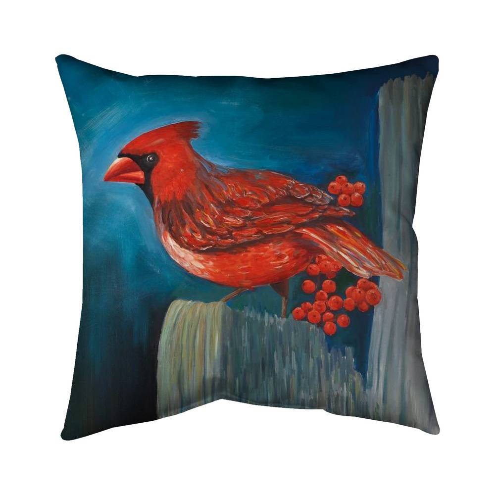 5543-2626-AN324 26 x 26 in. Redbreast Bird on Branch Gray Bedroom Poly Twill Throw