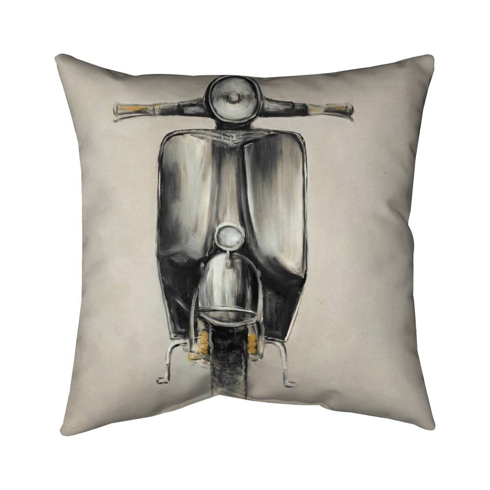 5543-2626-TR49 26 x 26 in. Small Black Moped - Gray Motorcycle Poly Twill Throw Decor