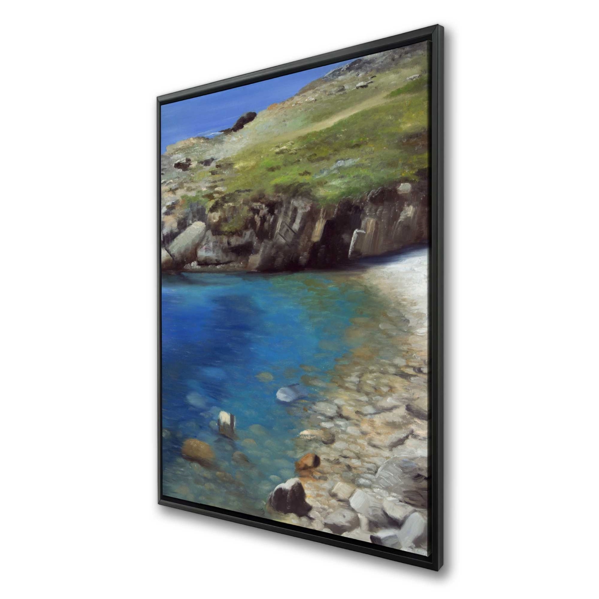 C1FC2436CSEQE4 24 x 36 in. Spanish Coast Sea Scenic Framed Canvas - Home Decor Art