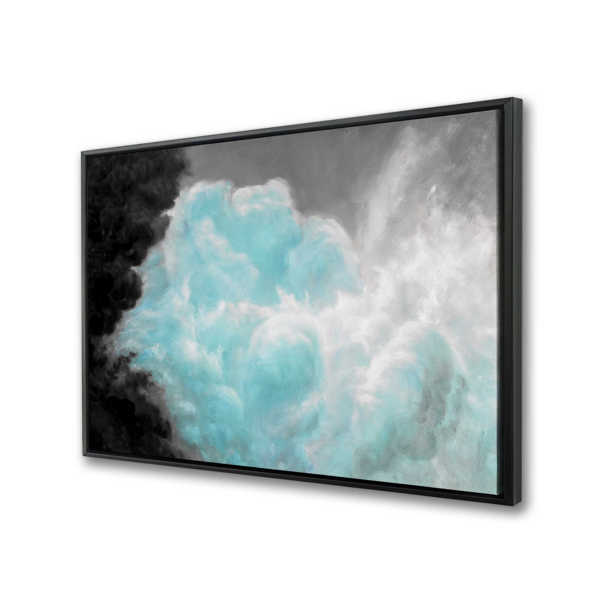 C1FC2436FYL0XL 24 x 36 in. Turquoise Clouds - Contemporary Framed Canvas for Bedroom