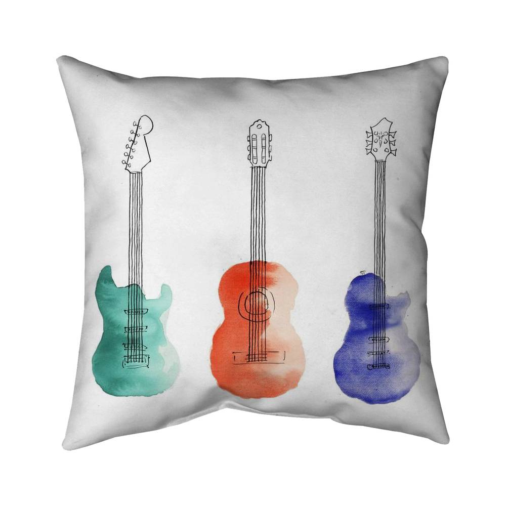 5543-2626-MU45 26 x 26 in. Three Guitars Hobbies Neo Mint Poly Twill Throw - Home Decor