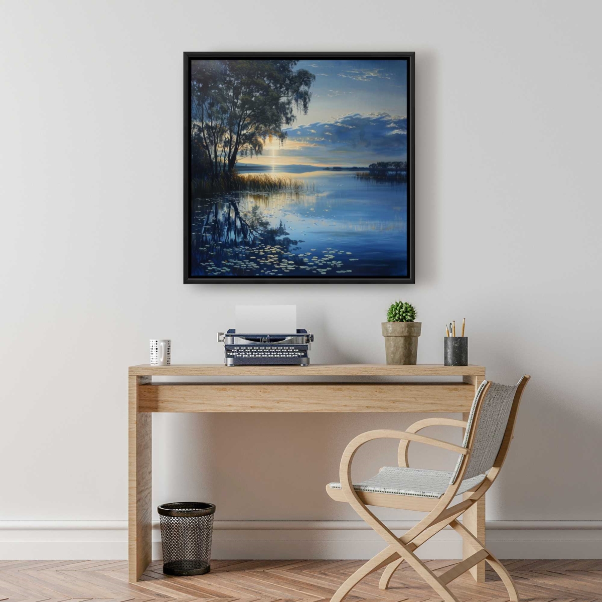 C1FC2424FFHQ7S 24 x 24 in. Immobile - Gray Framed Canvas Art for Home Decor