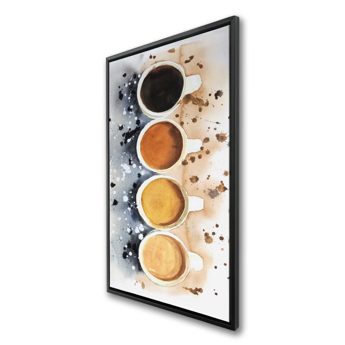 C1FC24484BUCJS 24 x 48 in. Four Cups of Coffee with Paint Splash - Beige Kitchen Canvas