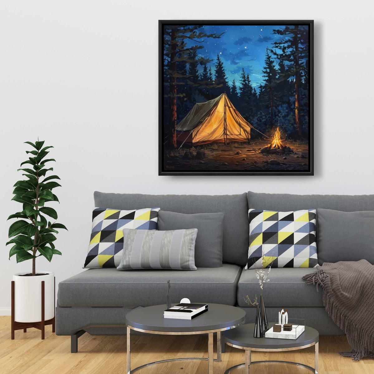 C1FC363600A7Q8 36 x 36 in. Tent - Orange Framed Canvas for Stylish Home Decor