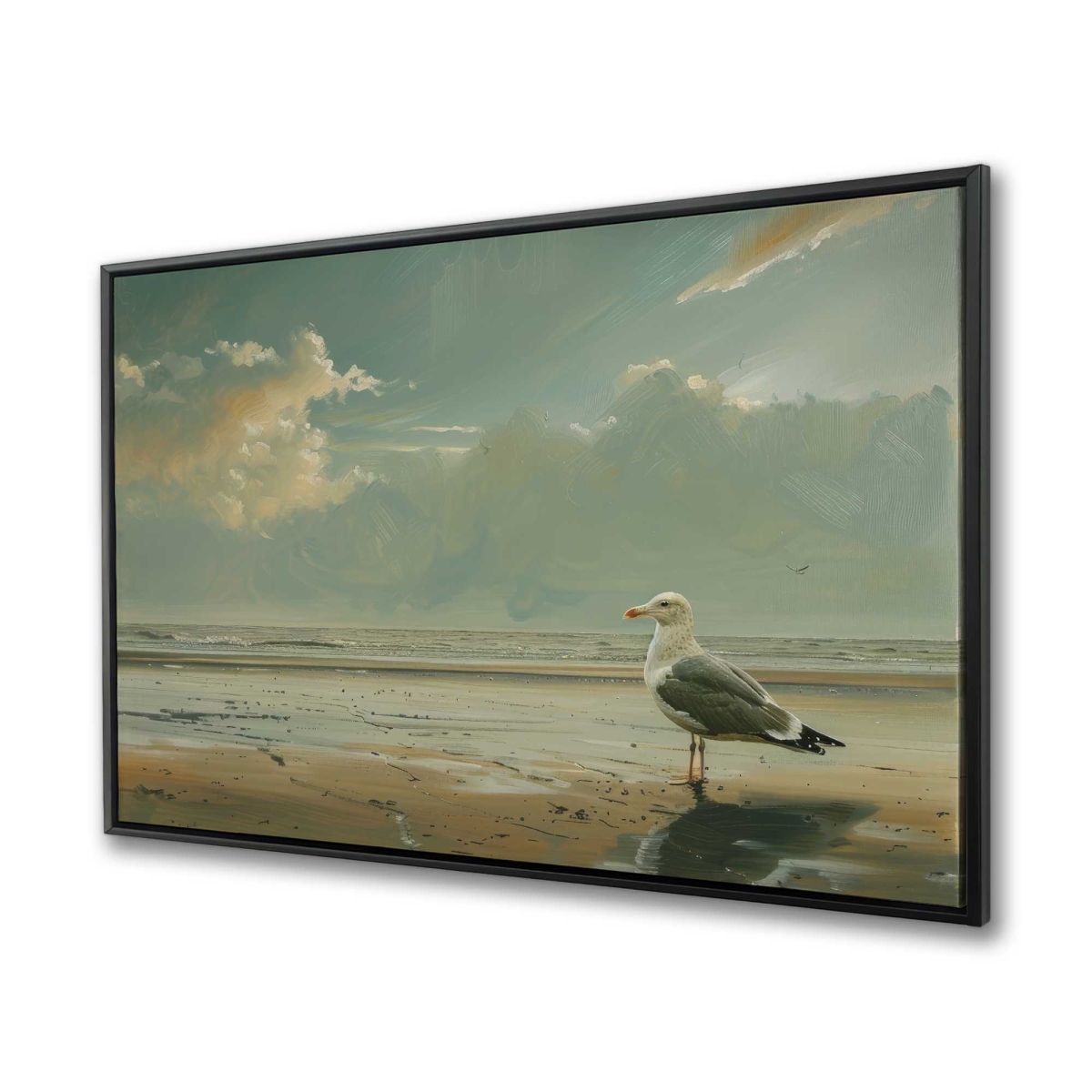 C1FC3648TMME3L 36 x 48 in. Relaxed Seagull - White Framed Canvas for Home Decor