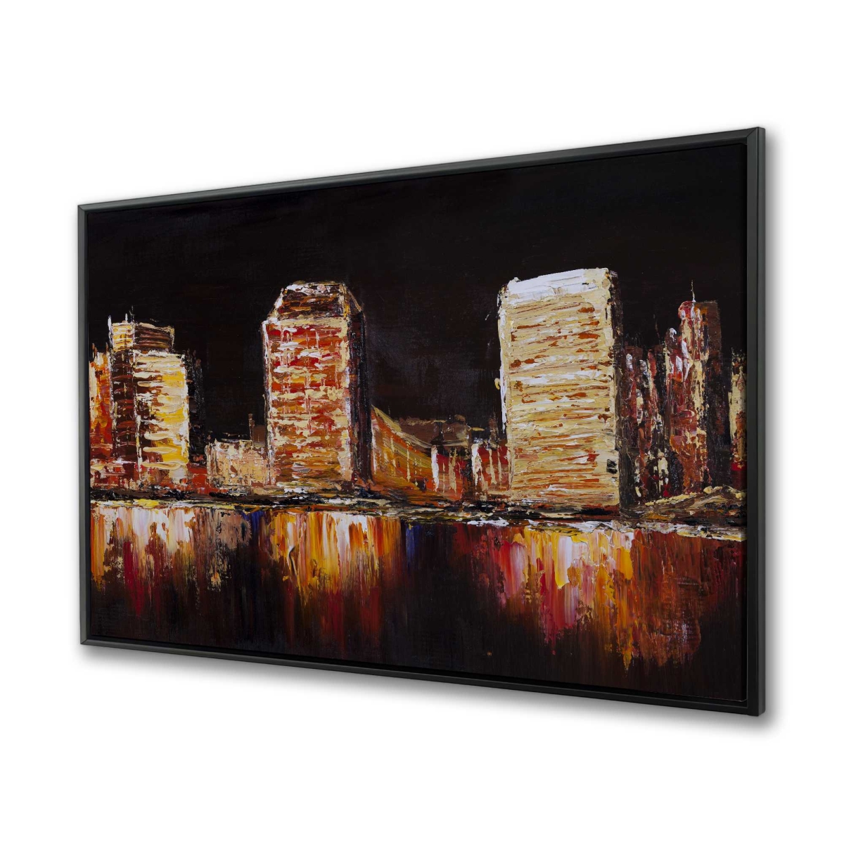 C1FC3648VM2HMA 36 x 48 in. Texturized Earth Colors Cityscape - Modern Framed Canvas Art