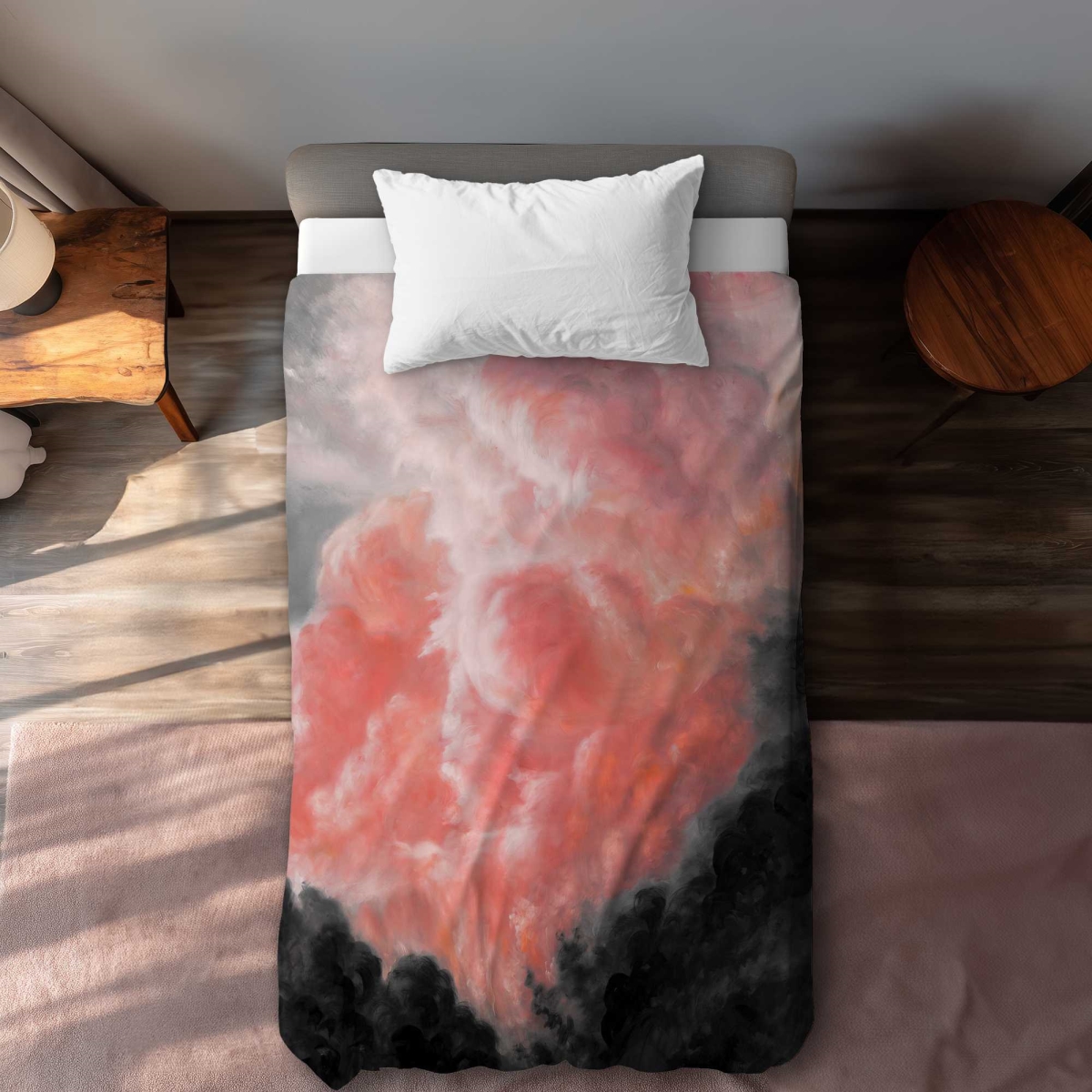 C1DCTXLWU36BJ4 Dark Clouds Black Satellite View Twin Size Extra Long Duvet Cover - Home Decor